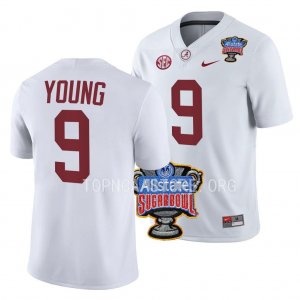 Men's Alabama Crimson Tide #9 Bryce Young White 2022 Sugar Bowl NCAA College Football Jersey 2403ZSAV4